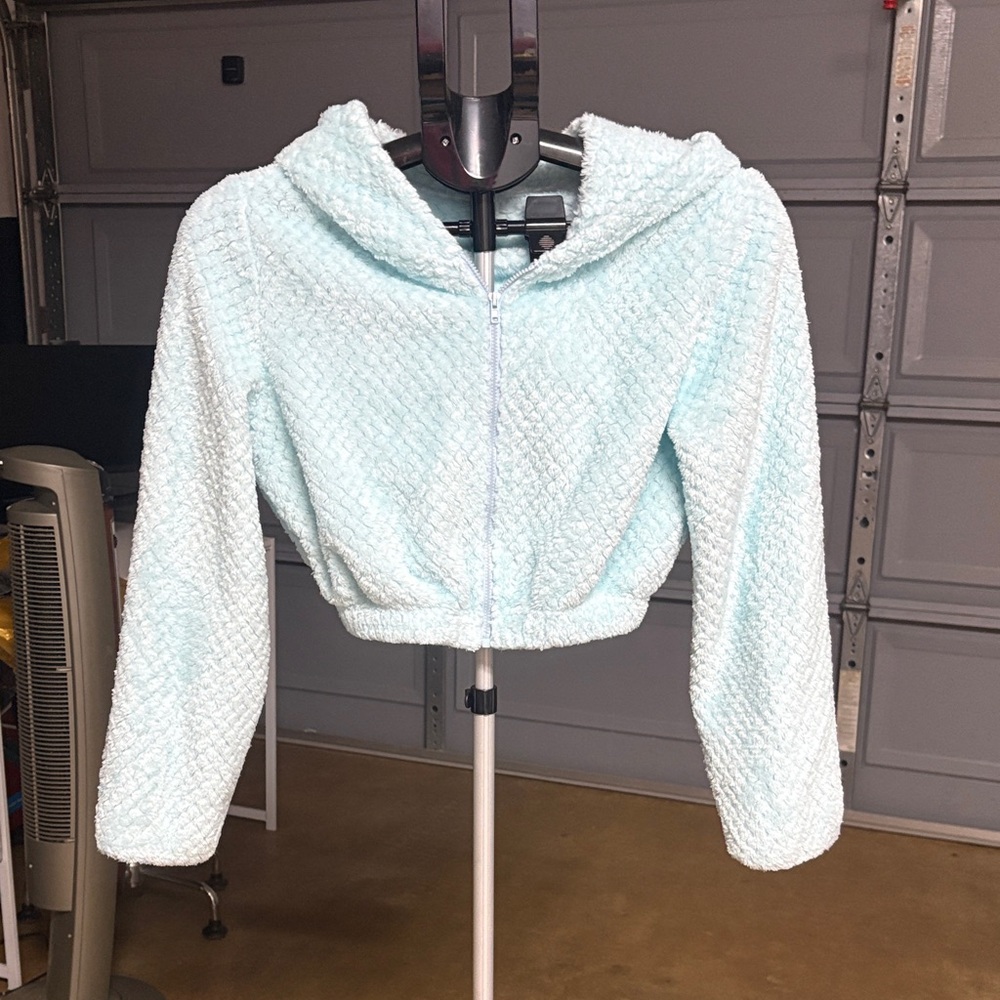 SHEIN Sky Blue Textured Hoodie